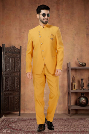 Mustard Yellow Designer Jodhpuri Suit