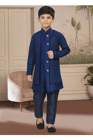 Navy Blue Boys Indo Western Outfit