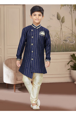 Navy Blue Boys Indo Western Outfit