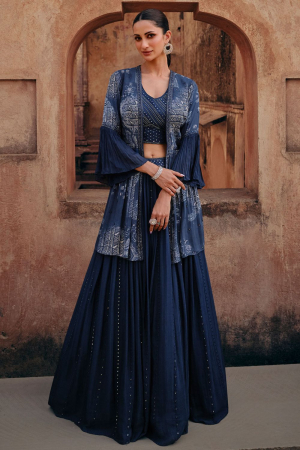 Organza Silk Indo Western Dress Choli Dhoti & Shrug KD-1358 - Women  Fashions - Shree Ganesh Retail