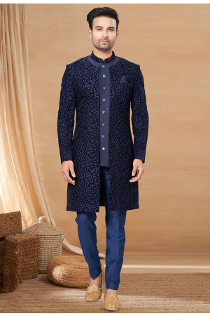 Navy Blue Designer Indo Western Outfit