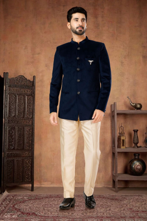 Navy Blue Designer Jodhpuri Suit