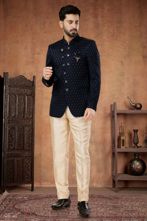 Navy Blue Designer Jodhpuri Suit