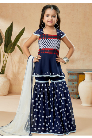 Navy Blue Girls Readymade Suit