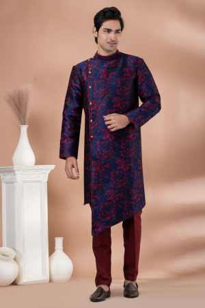 Navy Blue Indo Western Outfit for Wedding
