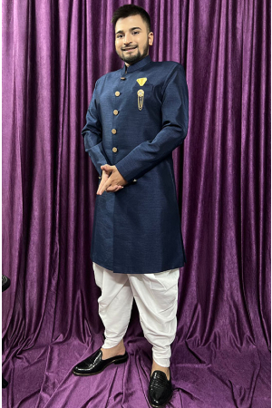 Navy Blue Mens Indo Western Outfit