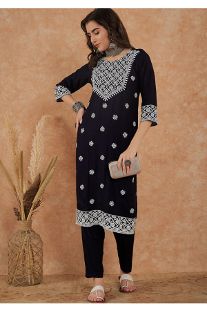 Navy Blue Party Wear Kurti with Pant
