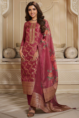 Nidhi Shah Rust Tissue Jacquard Kurta Suit Set
