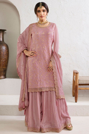 Nidhi Shah Sweet Lilac Jacquard Jaal Work Sharara Suit Set