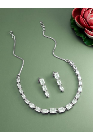 White AD Studded Necklace Set