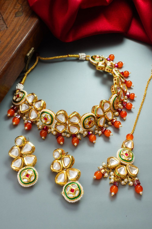 Heavy Gold Plated Multicolor Necklace Set