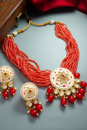 Designer Multicolor Gold Plated Necklace Set
