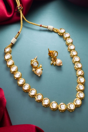 Gold Plated Studded Necklace Set
