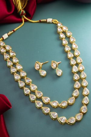 New Arrival Gold Plated Studded Necklace Set