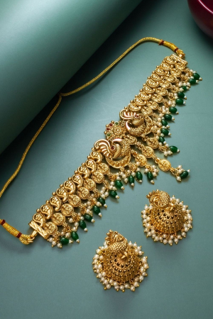 Stones Studded Gold Plated Necklace Set