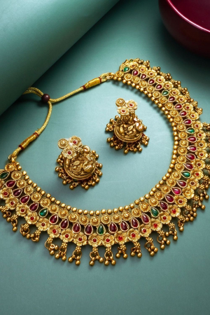 Multicolor Stones Studded Gold Plated Necklace
