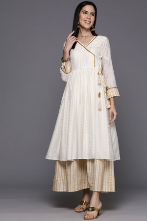 Off White Traditional Wear Ethnic Dress