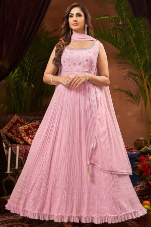 Old Rose Georgette Gown with Dupatta