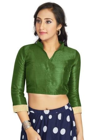 Olive Art Silk Blouse