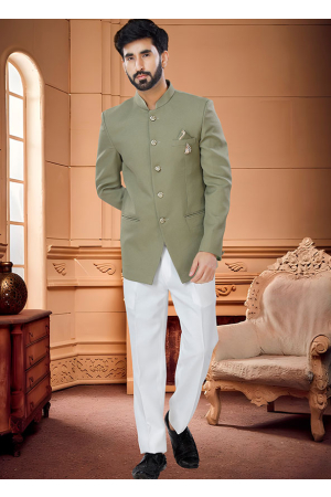 Olive Green Wedding Wear Jodupuri Suit