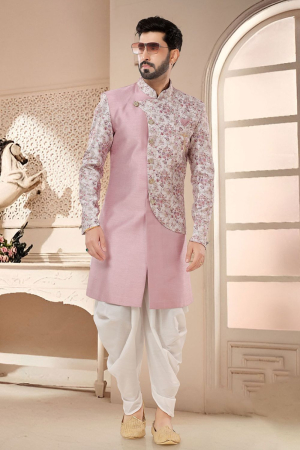Onion Pink Designer Semi Indo Western Outfit