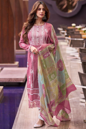 Onion Pink Pure Lawn Cambric Plus Size Suit