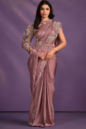 Onion Pink Ready To Wear Party Wear Saree