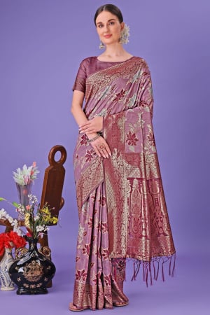Onion Pink Weaving Design Cotton Saree