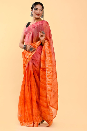 Orange and Pink Party Wear Saree