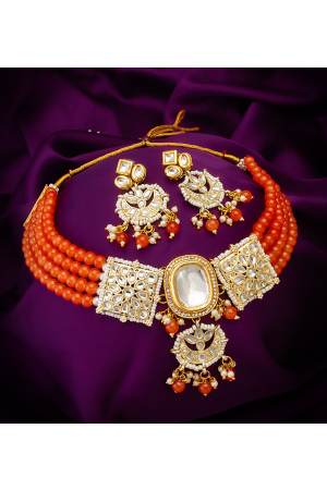 Orange Designer Necklace Set
