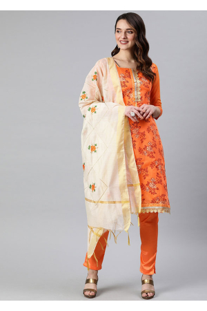 Orange Modal Silk Pant Kameez with Chanderi Dupatta