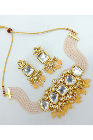 Orange Pearls Designer Necklace Set