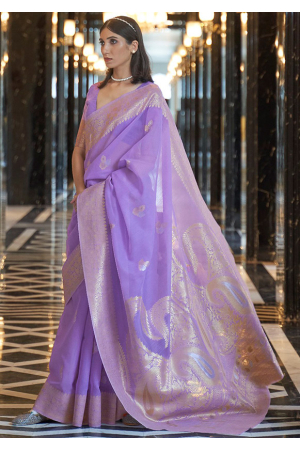 Orchid Pure Linen Woven Saree