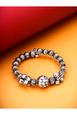 Oxidised Beads Silver Bracelet