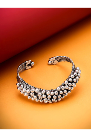 Oxidised Beads Silver Bracelet