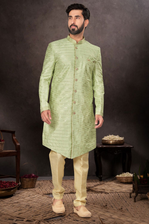 Parrot Green Designer Indo Western Outfit