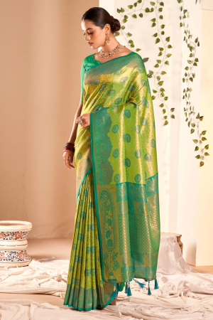 Parrot Green Silk Weaving Saree
