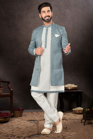 Pastel Blue Designer Indo Western Outfit