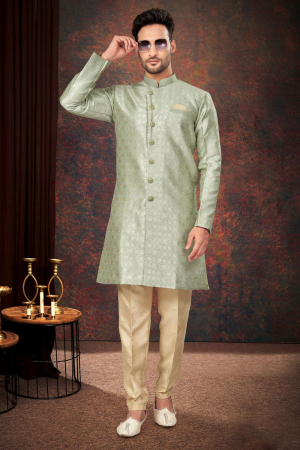 Pastel Green Designer Indo Western Outfit
