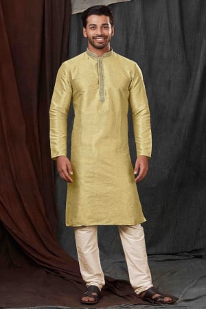 Pastel Green Jacquard Men Kurta Set