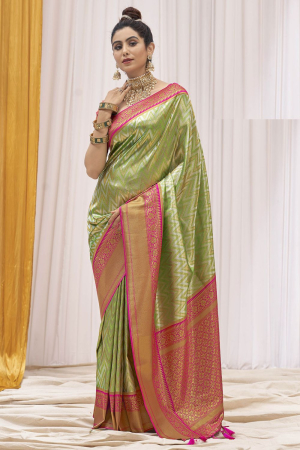 Pastel Green Kanchipuram Silk Woven Saree