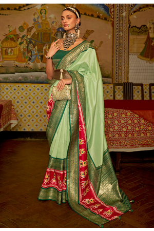 Pastel Green Woven Patola Silk Saree