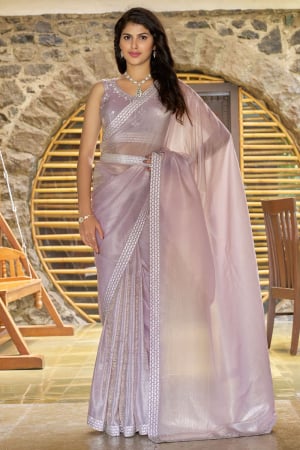 Pastel Lilac Hand Embellished Designer Saree