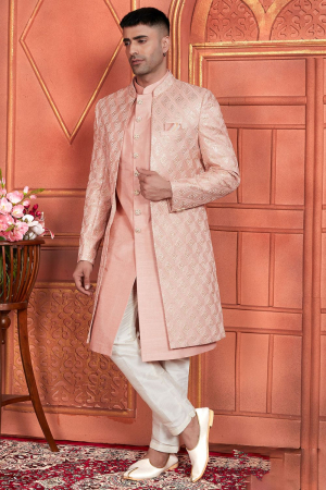 Peach Designer Indo Western Outfit