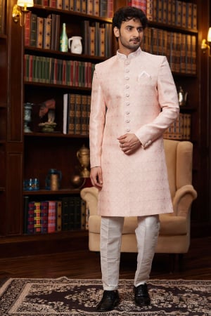 Peach Heavy Designer Sherwani for Wedding