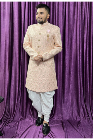 Peach Mens Indo Western Outfit