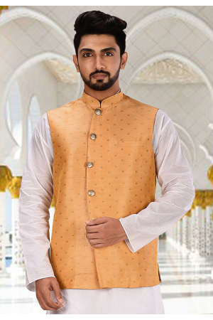 Peach Woven Waistcoat