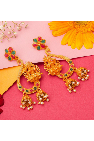 Pearls and Stones Studed Gold Plated Earrings