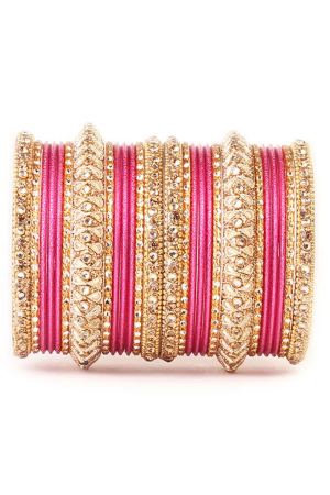 Pink and Golden Wedding Wear Bangles