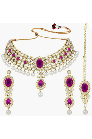 Pink and White Designer Necklace Set